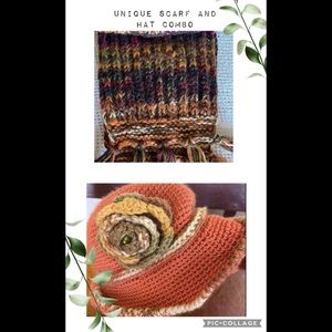 NEW IN PKG. The J Peterman Company. Multicolor knit scarf. Wool.+handmade hat